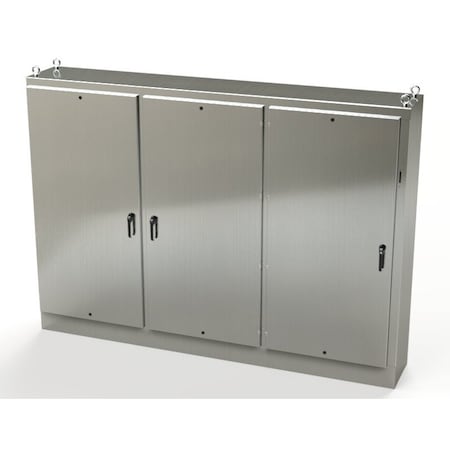 Saginaw Control & Engineering 3 Point Latch with Coinproof/Padlock Handle Electrical Enclosures, 84 in H, 18 in D, 117-1/2 in W SCE-84XM3EW18SS